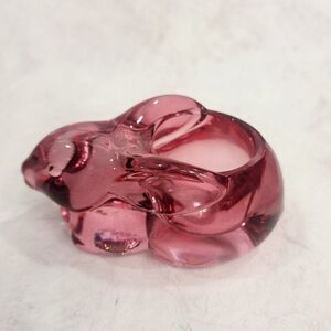 Indiana Glass Comp. Cranberry Glass Bunny Votive Holder Vintage USA